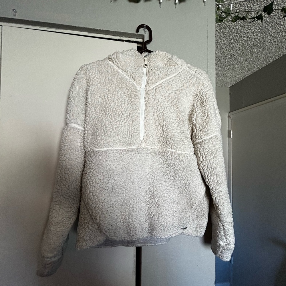Prana Cream Sherpa Half-Zip Hoodie Jacket